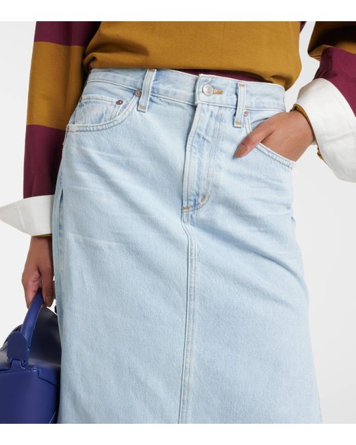 Agolde Blue Astrid Slice Denim Maxi Skirt