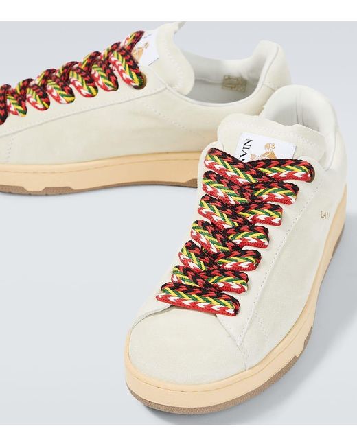Lanvin Sneakers Lite Curb aus Veloursleder in White für Herren