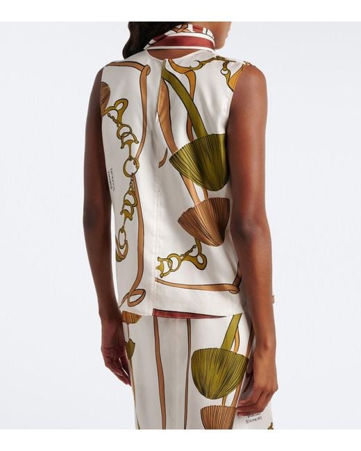 Dorothee Schumacher White Cosmic Funghi Printed Tie-Neck Silk Twill Top
