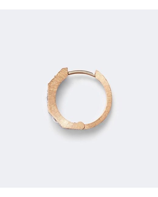 Marie Lichtenberg White Ecrou 18Kt Rose Single Hoop Earring With Diamonds