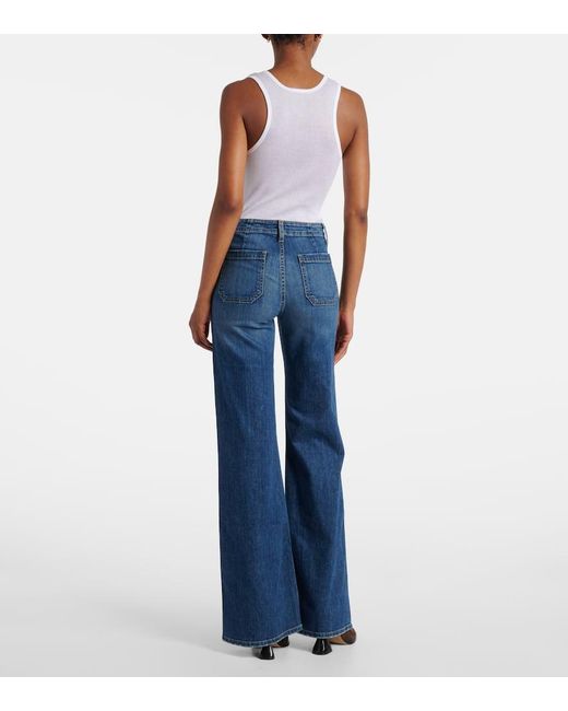 Nili Lotan Blue Mid-Rise Flared Jeans Florence