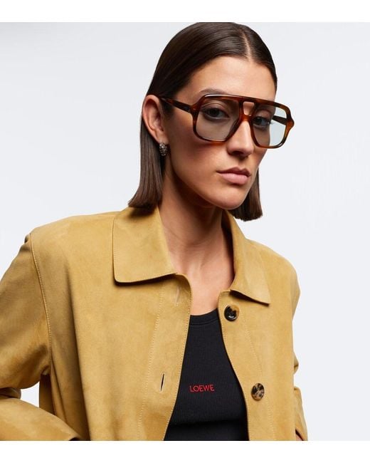 Loewe Black Slim Navigator Sunglasses