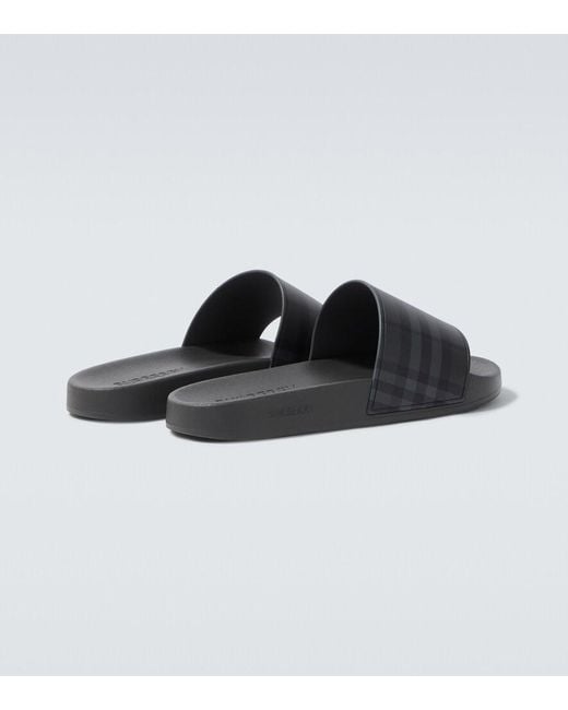 Burberry Black Check Slides for men