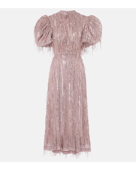 Vestido Midi Con Lentejuelas ROTATE BIRGER CHRISTENSEN de color Pink