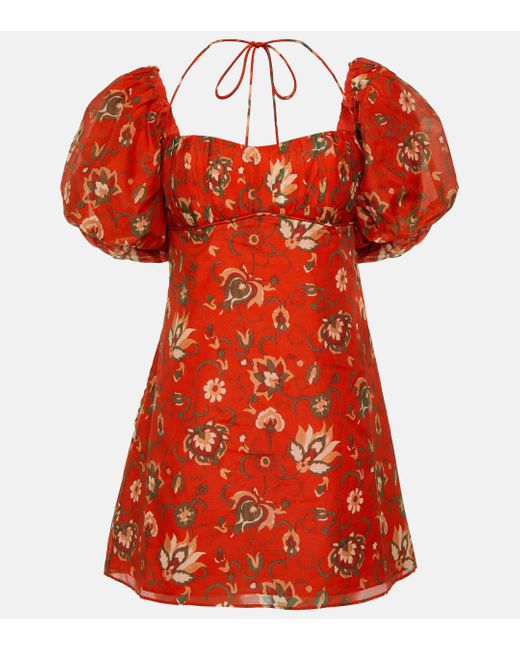 Sir. The Label Red Reyes Printed Cotton And Silk Minidress