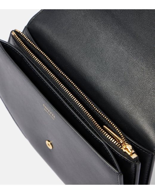 SAVETTE Black Clutch Florence Aus Leder