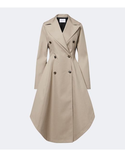 Alaïa Natural Asymmetric Cotton Poplin Coat
