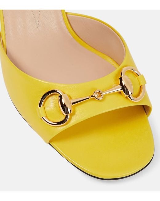 Gucci Yellow Horsebit Leather Sandals