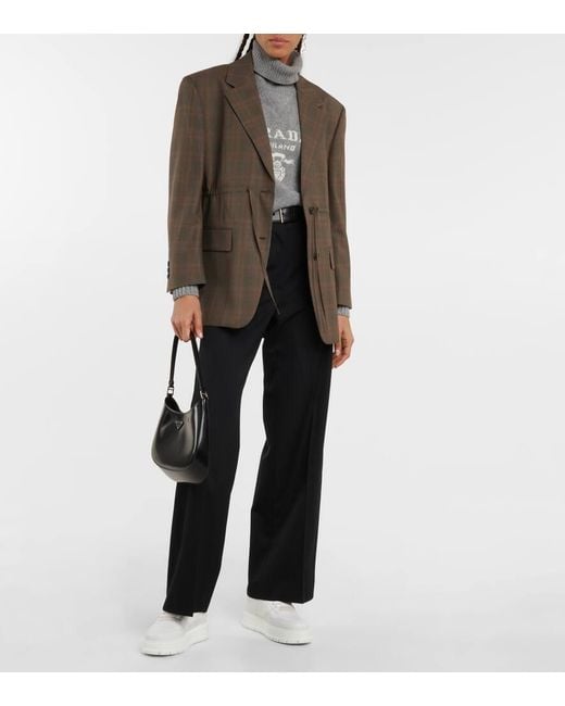 Prada White Shearling-Detail Low-Top Sneakers