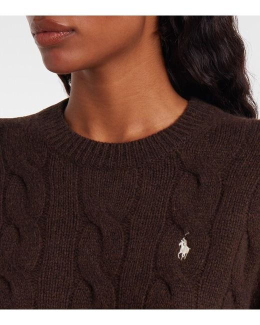 Polo Ralph Lauren Brown Cable-Knit Wool And Cashmere Sweater