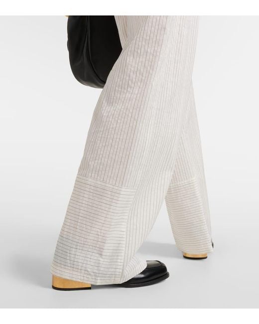 Max Mara White Xero Pinstripe Cotton And Silk Palazzo Pants