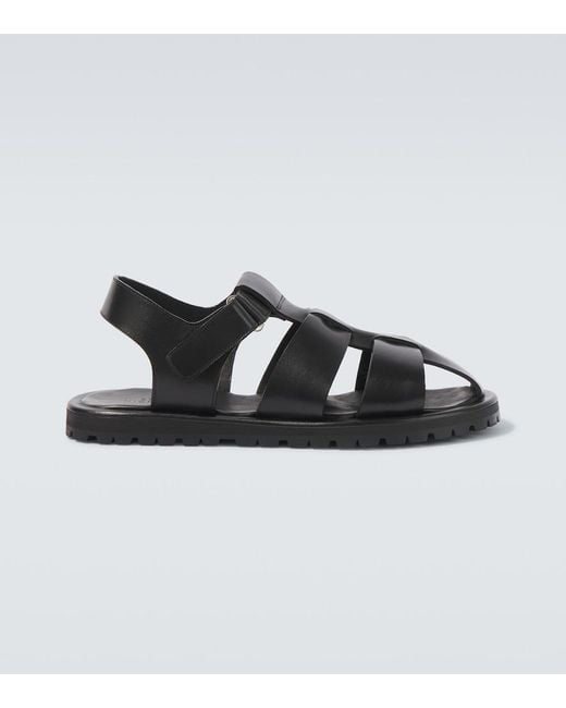 Studio Nicholson Black Sandom Leather Sandals for men