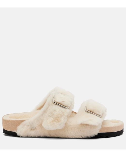Birkenstock Natural Arizona Shearling Slides