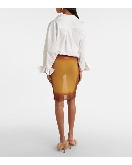 The Attico Brown Sheer Tulle Midi Skirt