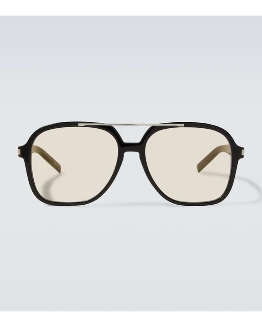 Saint Laurent Brown Sl 545 Aviator Glasses for men