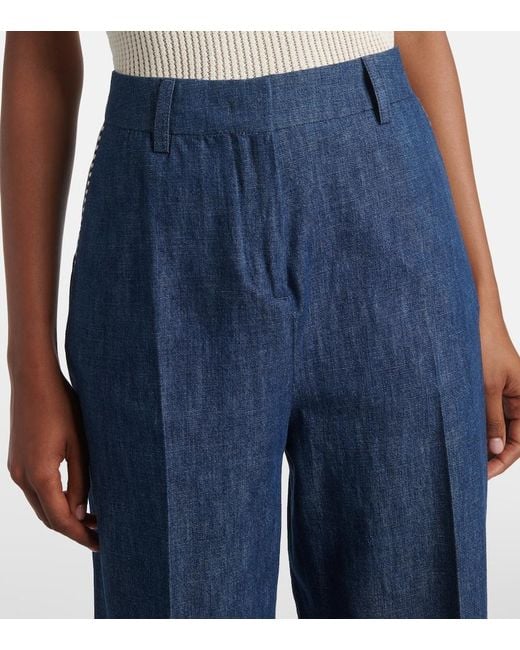 Valentino Blue Chambray Straight Pants