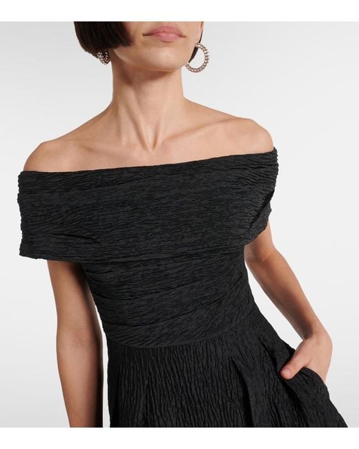 Rebecca Vallance Black Bridal Helene Off-Shoulder Brocade Midi Dress