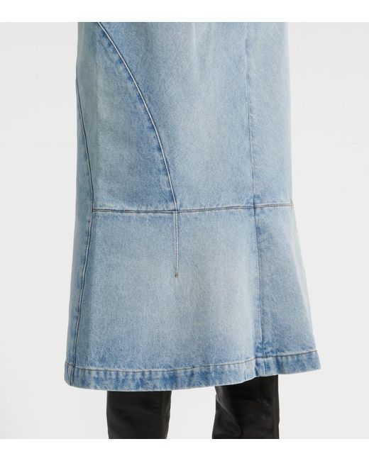 Dries Van Noten Blue Denim Midi Skirt