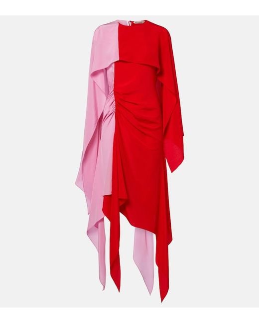 J.W. Anderson Red Draped Caped Silk Midi Dress