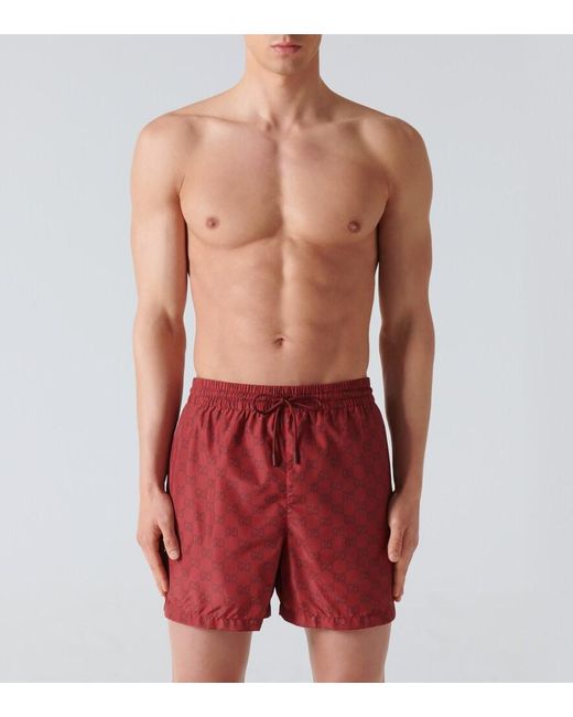 Gucci Red Gg Swim Trunks for men