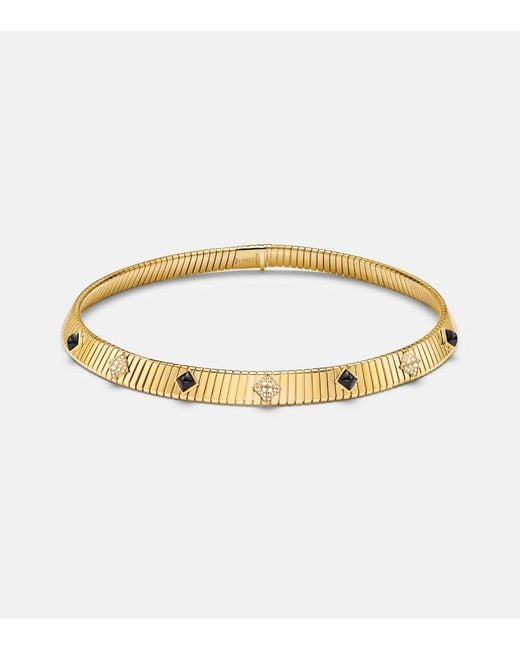 BVLGARI Metallic Tubogas 18Kt Necklace With Diamonds And Onyx