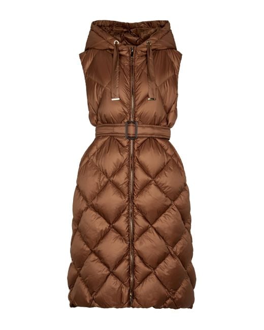 Max Mara Brown The Cube Tregil Quilted Down Vest