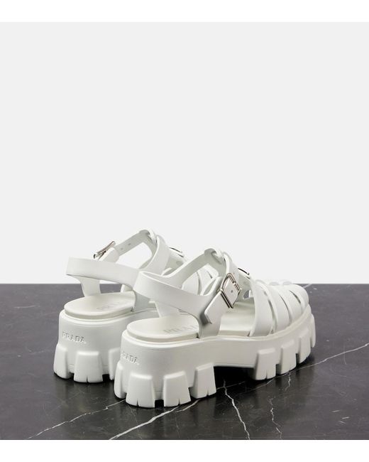 Prada White Rubber Platform Sandals 55