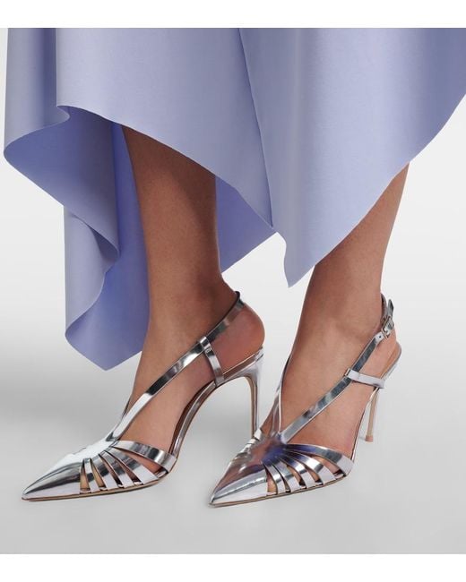 Malone Souliers Janette Metallic Leather Slingback Pumps
