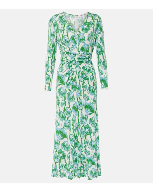 Diane von Furstenberg Green Timmy Printed Midi Dress