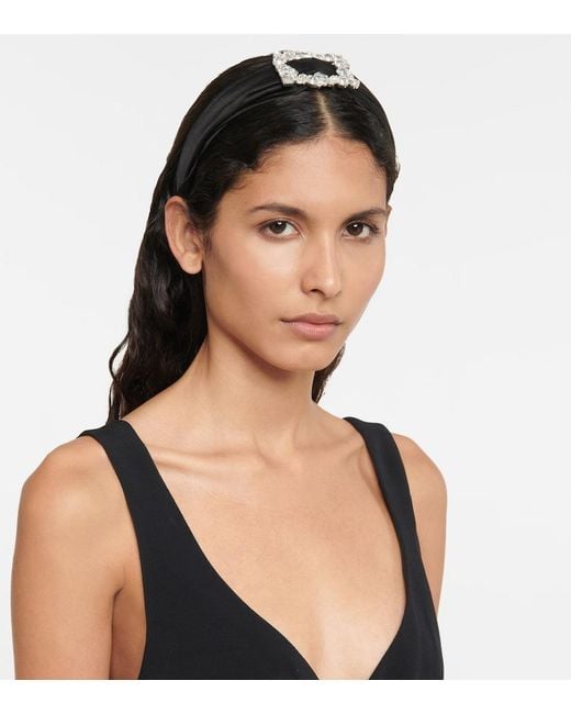 Jennifer Behr Black Elise Embellished Silk Headband