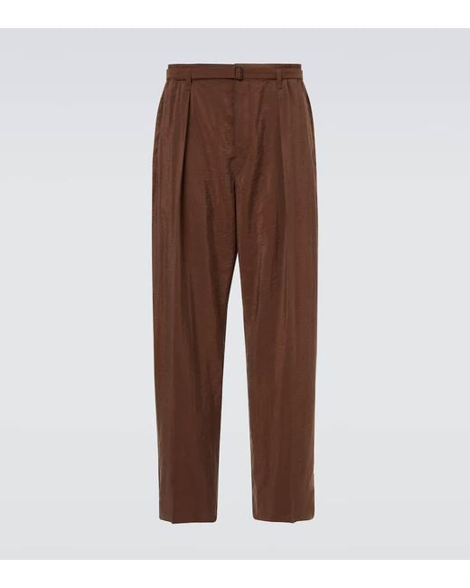 Lemaire Weite Hose Aus Einem Seidengemisch in Brown für Herren