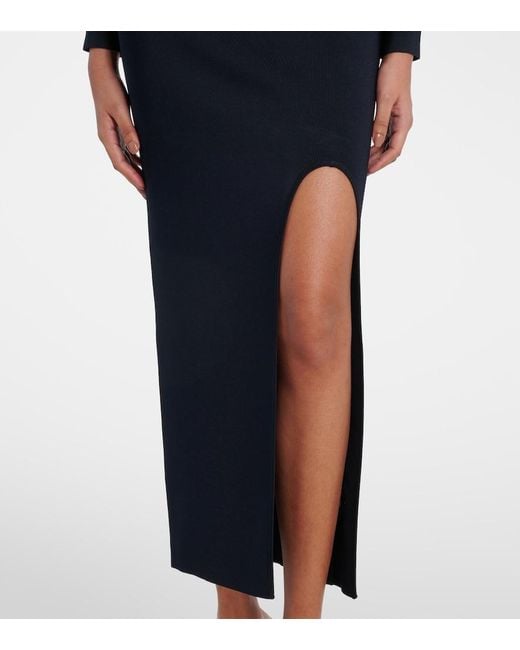 Galvan Blue Atalanta Knitted Maxi Dress