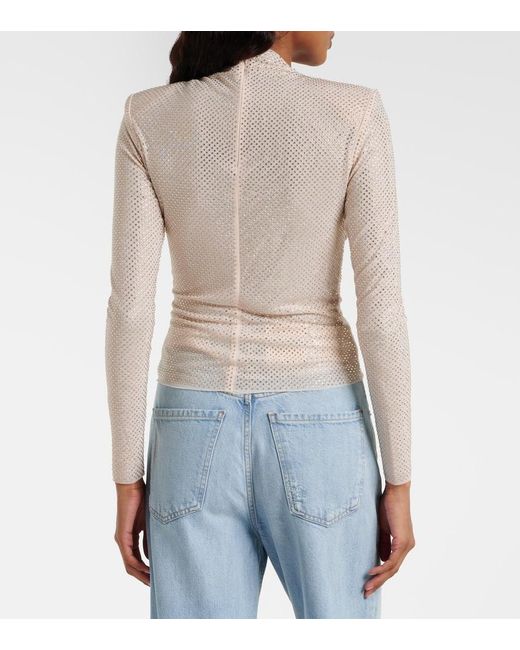 Self-Portrait Natural Top With Shimmering Crystals