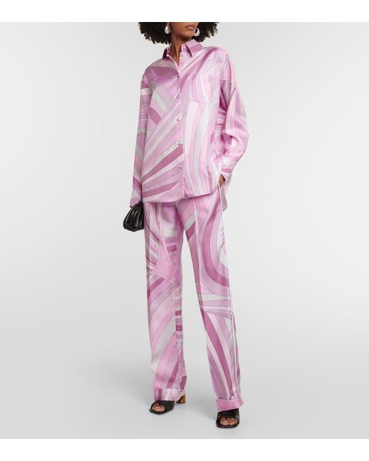 Emilio Pucci Pink Hemd Iride aus Seiden-Twill