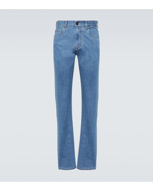 Jeans rectos de 5 bolsillos Canali de hombre de color Blue