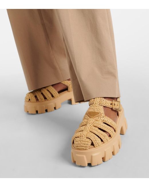 Prada Natural Plateausandalen Monolith
