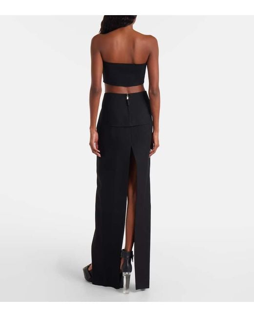 Rick Owens Black High-Rise Virgin Wool Maxi Skirt