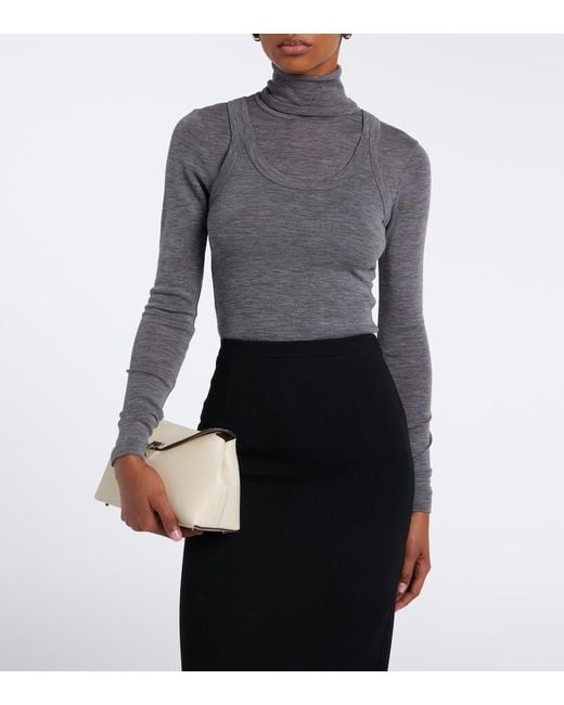 Rohe Gray Wool Jersey Turtleneck Top