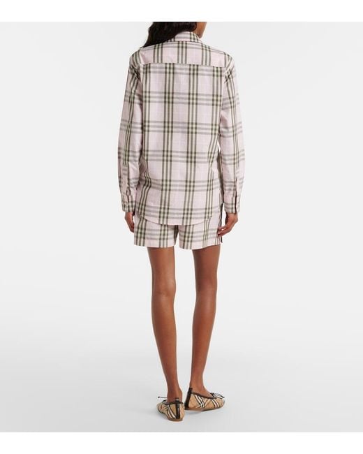 Burberry Natural Check Cotton Shorts