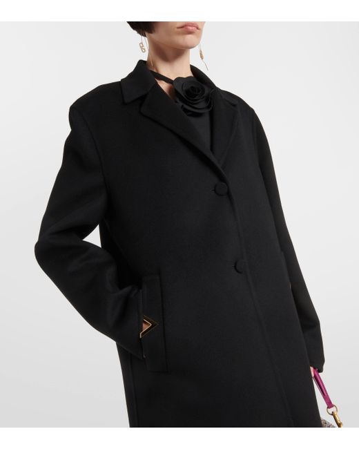 Manteau en laine et cachemire Valentino en coloris Black