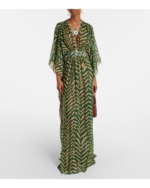Johanna Ortiz Green Printed Kaftan
