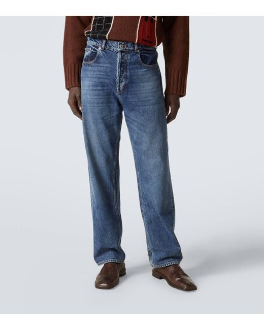 J.W. Anderson Blue Mid-Rise Straight Jeans for men