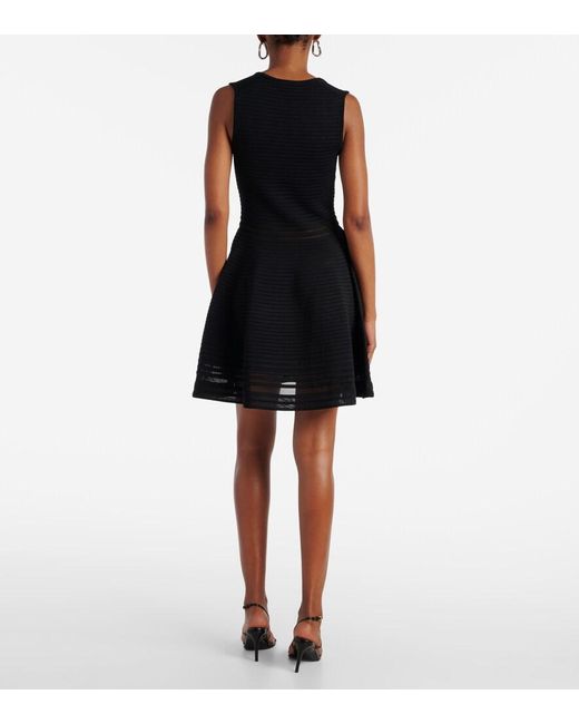 Jonathan Simkhai Black Lottie Ribbed-Knit Sheer Minidress