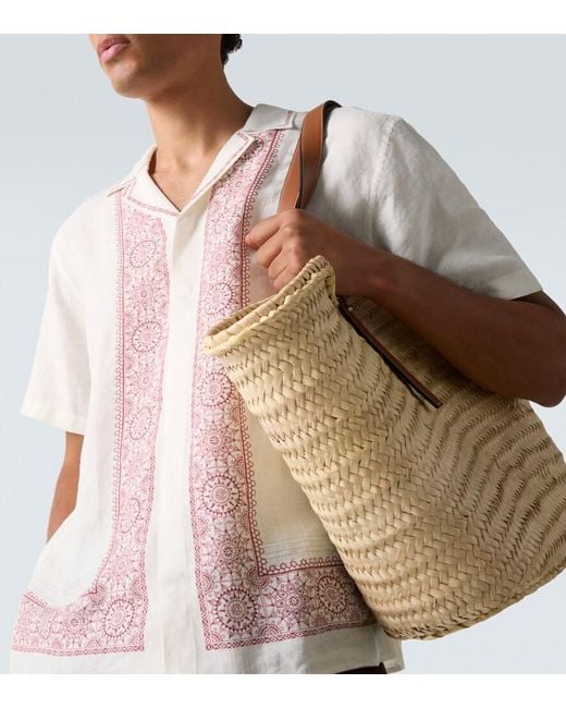Orlebar Brown White Maitan Printed Linen Bowling Shirt for men