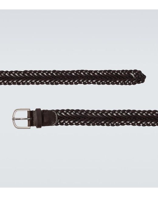 Giorgio Armani Black Braided Leather Belt for men