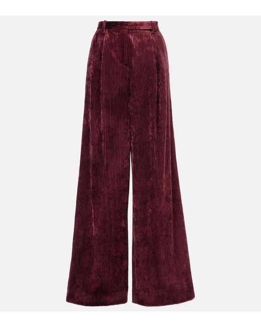 Dorothee Schumacher Purple Mid-Rise Corduroy Wide-Leg Pants