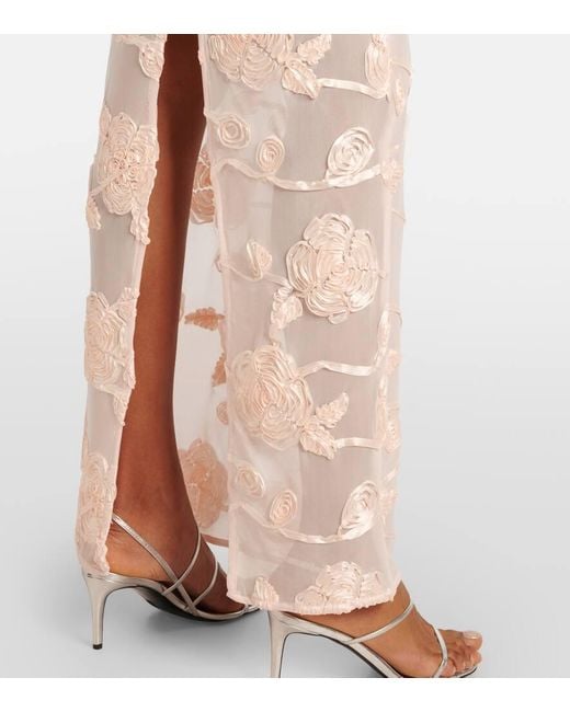 ROTATE BIRGER CHRISTENSEN White Embroidered Mesh Maxi Dress