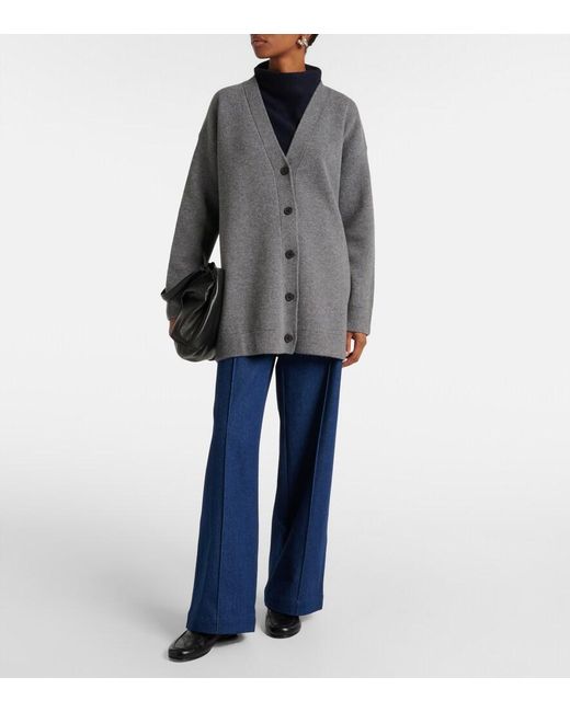 Vince Gray Oversized Wool-Blend Cardigan