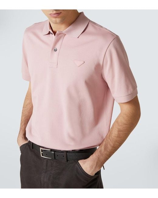 Prada Polohemd Aus Baumwoll-Pique in Pink für Herren