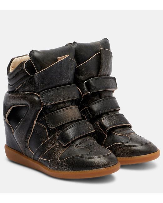 Isabel Marant Black Bekett Leather High-Top Sneakers